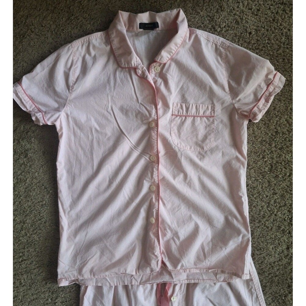 J.Crew Classic Pajama Set Size Small Soft Pink Cotton Short Sleeve Minimalist - Picture 3 of 8